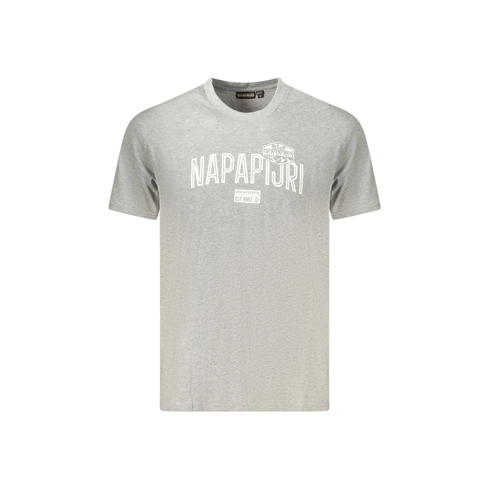 Napapijri T-Shirt Uomo Maniche Corte Girocollo Cotone Responsabile Logo Grigio - foto prodotto